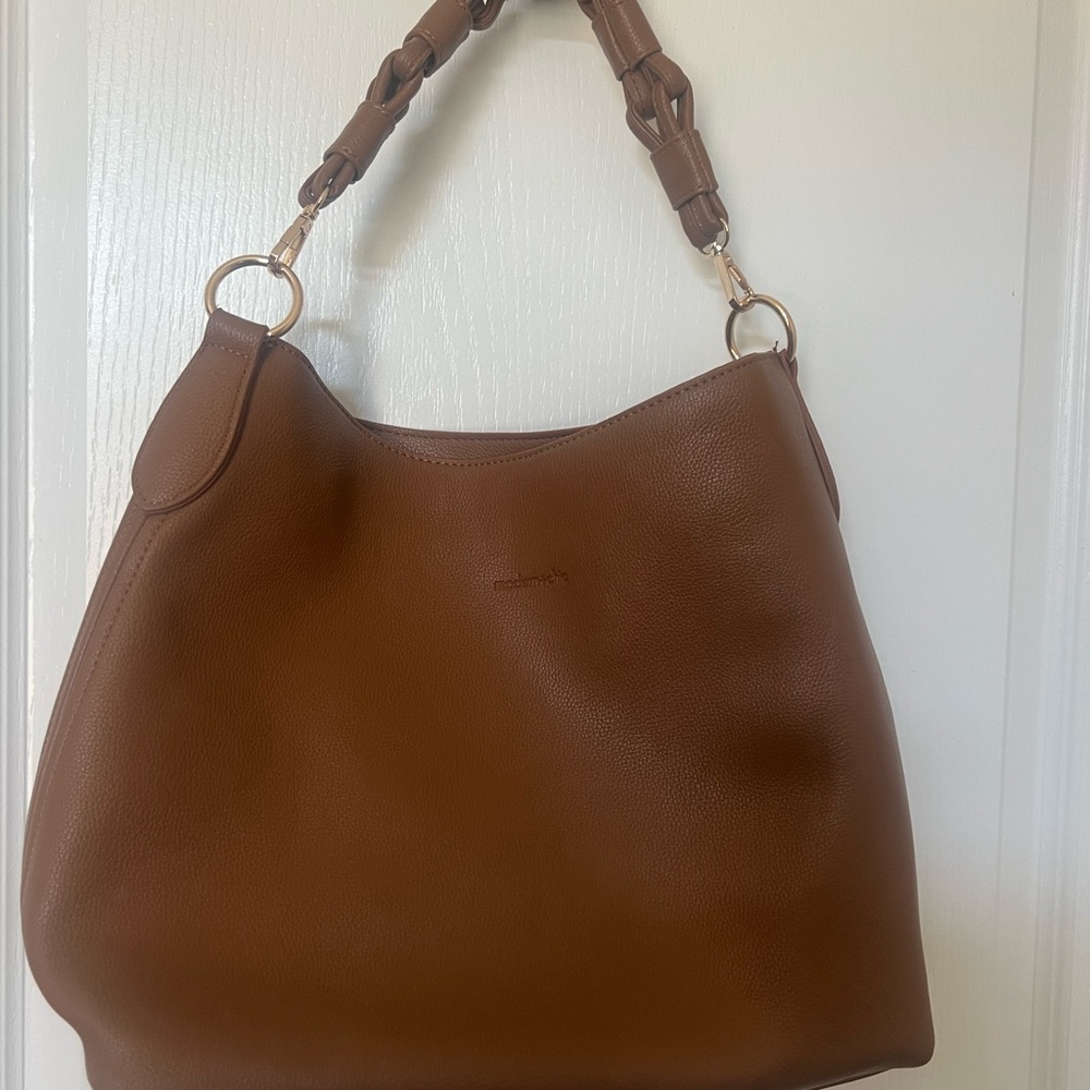 Brown Leather Hobo Shoulder Bag - Designer Style